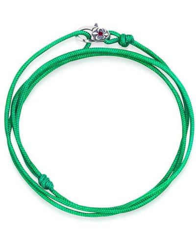 Nialaya Green Wrap-around String Bracelet With Sterling Silver Lock