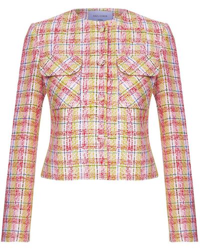 Nazli Ceren Boxy Satin Cropped Jacket