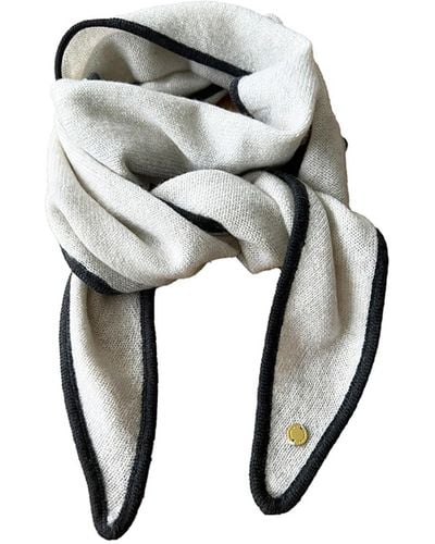 tirillm Ayla Small Neck Scarf In Soft Pure Cashmere, Chalk - Grey