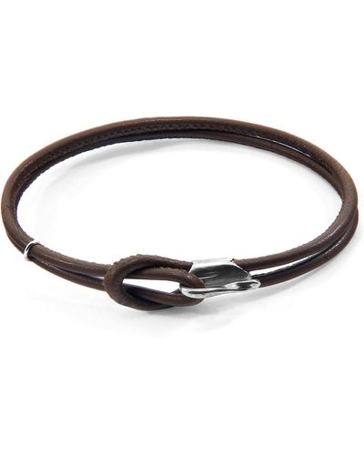 Anchor and Crew Mocha Brown Orla Silver & Nappa Leather Bracelet