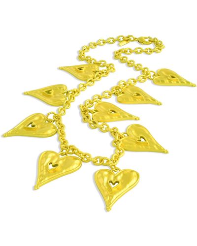 Arvino Textured Heart Necklace - Yellow