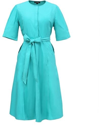 Smart and Joy A-line Cotton Blouse-dress - Blue