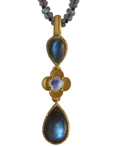 Emma Chapman Jewels Lola Labradorite Moonstone Teardrop Pendant - Blue
