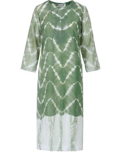 Antra Designs The Pheme Silk Kaftan Sea - Green