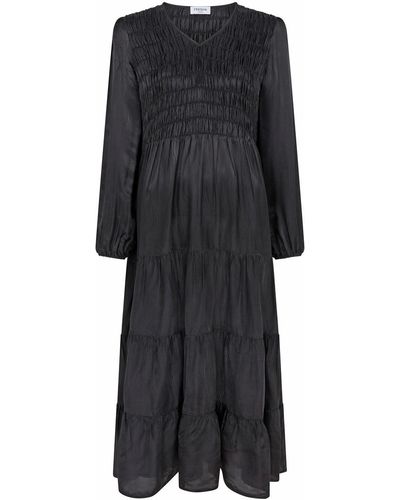 Fresha London Shirred Tiered Dress Zebra - Black
