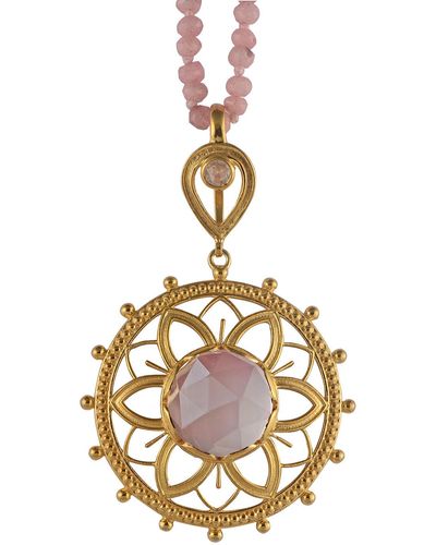 Emma Chapman Jewels Bali Rose Quartz Statement Pendant - Metallic