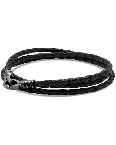 Nialaya Wrap Around Leather Bracelet - Black