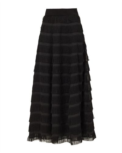 Julia Allert Striped High Waist Ankle Length Skirt - Black