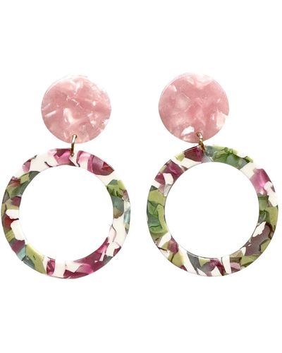 CLOSET REHAB Open Circle Drop Earrings In Let's Get Busy - Pink