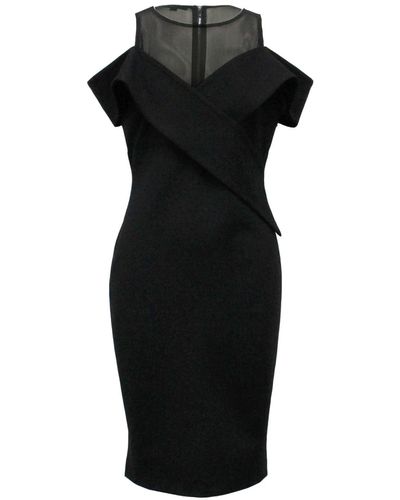 Smart and Joy Bobycon Sleeveless Structured Bardot Dress - Black