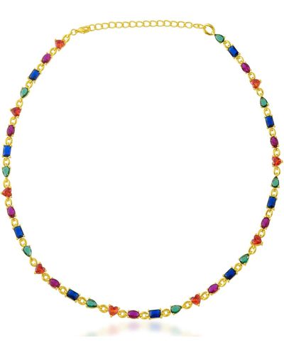 Arvino Multi Color Gemstone Necklace Water Resistance Premium Plating - Metallic