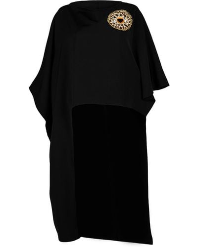 Laines London Laines Couture Asymmetric Blouse Cape With Embellished Leopard Heart Eye - Black