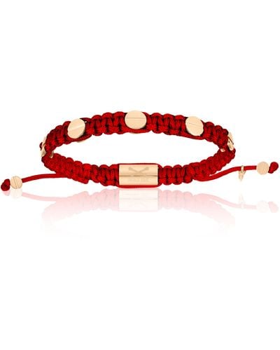 Double Bone Bracelets Pink Gold Amore Screws With Wine Polyester Bracelet - Red