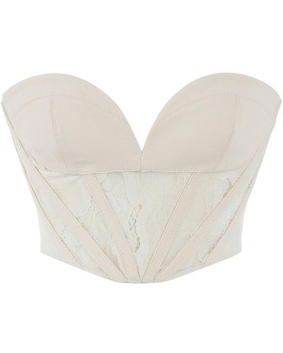 Nocturne Sweetheart Neck Crop Top - White