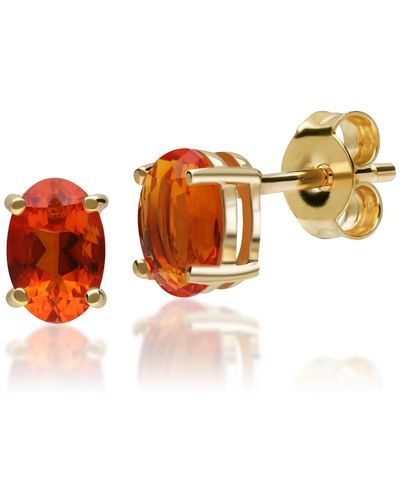 Gemondo Fire Opal Oval Stud Earrings In Yellow Gold - Multicolor