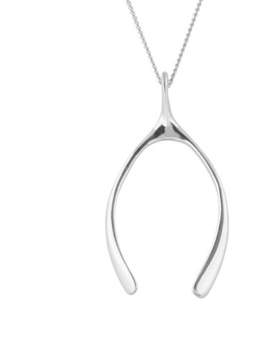 Katie Mullally Medium Sterling Wishbone Necklace - Metallic