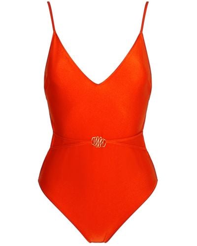 BonBon Lingerie Siren Orange Deep Plunge Swimsuit - Red