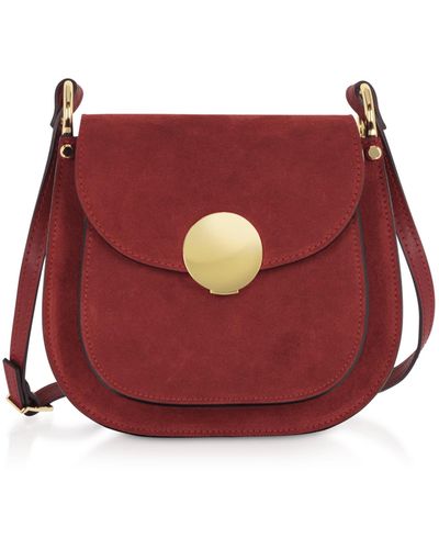 Le Parmentier Agave Suede & Smooth Leather Shoulder Bag - Red