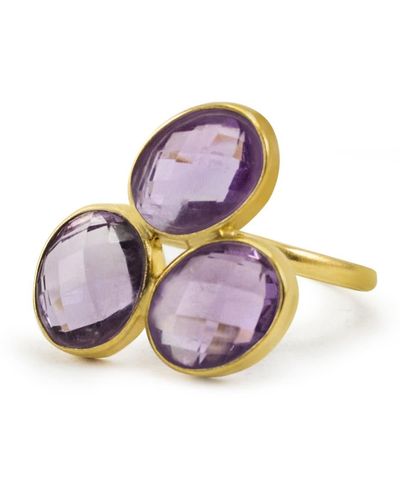 Vintouch Italy Panarea Amethist Gold Ring - Purple
