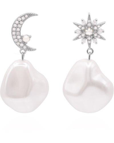 Luna Charles Seraphina Pearl Drop Earrings - White