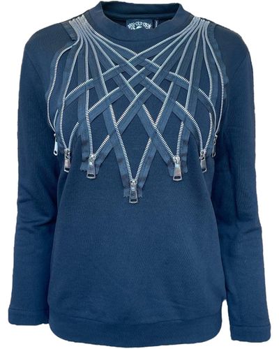 Any Old Iron Zipper Sweatshirt - Blue