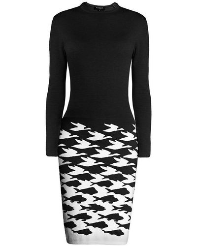 Rumour London Sea & Sky Knitted Jacquard Dress In Black And White