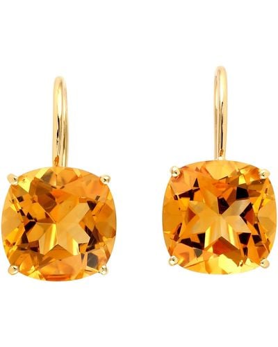 Artisan Yellow Gold Citrine Stud Earrings Handmade Jewellery - Metallic