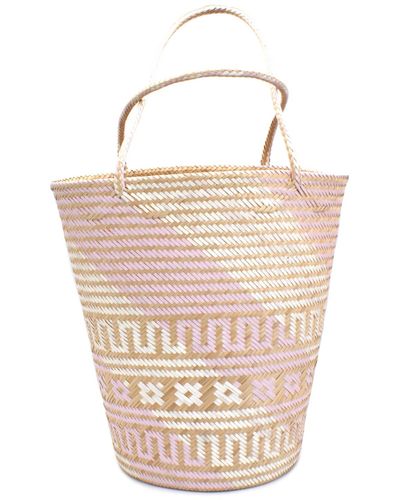 Washein Seashell Pink Beach Tote Straw Bag - Multicolor