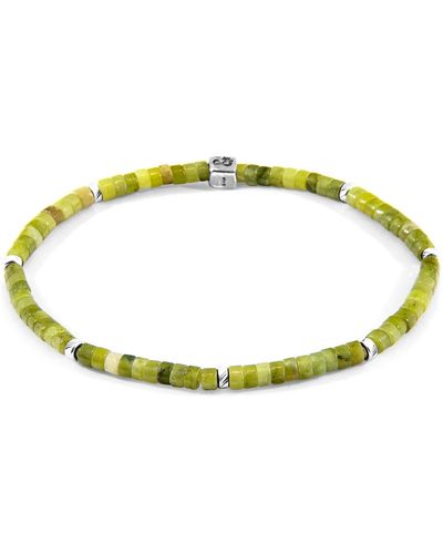 Anchor and Crew Green Jade Tekapo Silver & Stone Bracelet - Multicolour