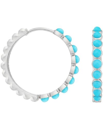 Dower & Hall Sterling Large Turquoise huggie Hoops - Blue