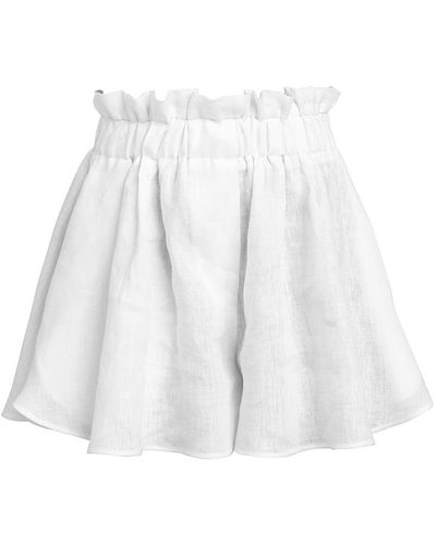 Cliché Reborn High Waist Linen Flowy Shorts In White
