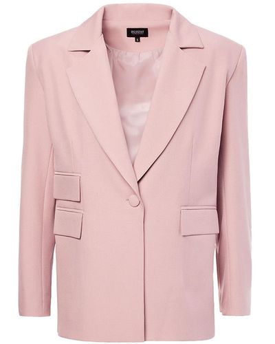 BLUZAT Pastel Pink Regular Blazer With Double Pocket