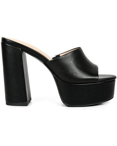 Rag & Co Shuri Open Toe High Block Heel Sandals In - Black