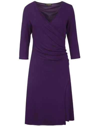 Conquista Aubergine Faux Wrap Dress In Sustainable Fabric - Purple
