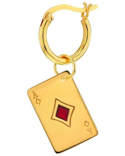 True Rocks Ace Of Diamonds Charm In 18kt Gold Plate & Red Hoop - Metallic