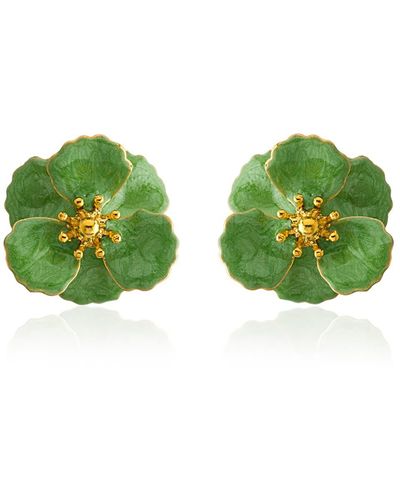 Milou Jewelry Light Blossom Flower Earrings - Green