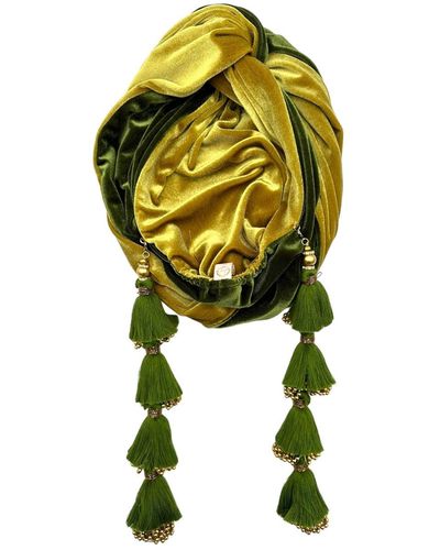 Julia Clancey Gold & Olive Dorado Reversible Turban - Yellow