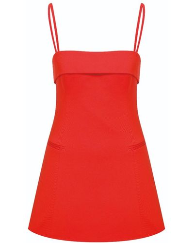 NAZLI CEREN Gaia Cotton Mini Dress In Tangerine - Red