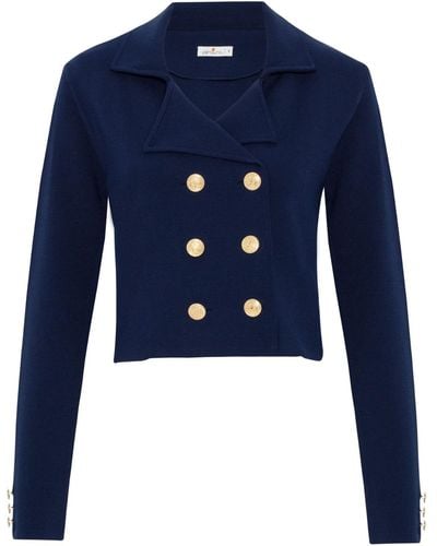 Peraluna Kathy Crop Blazer Knit Jacket In Navy - Blue