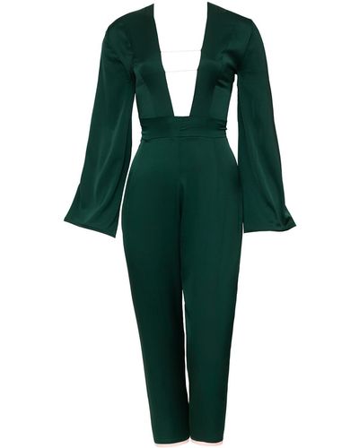 La Musa Emerald Silk Jumpsuit - Green
