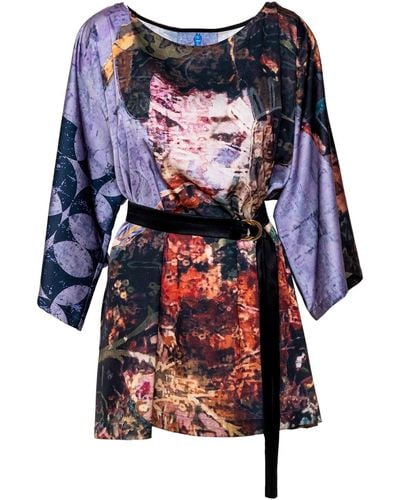ARTISTA Geisha Printed Satin Dress - Blue