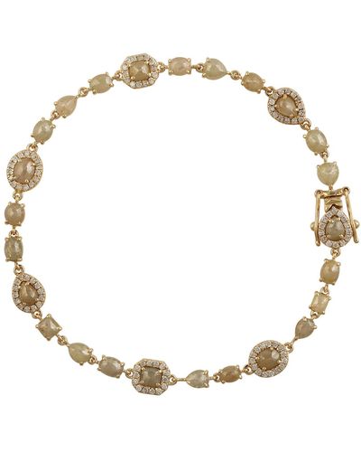 Artisan 18k Yellow Gold Natural Diamond Designer Bracelet Jewelry - Metallic