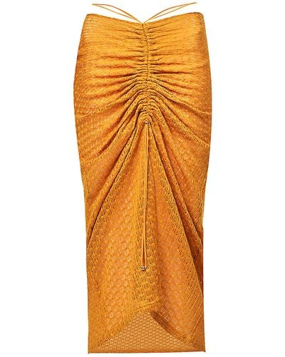 Amy Lynn Daisy Crochet Maxi Skirt - Orange