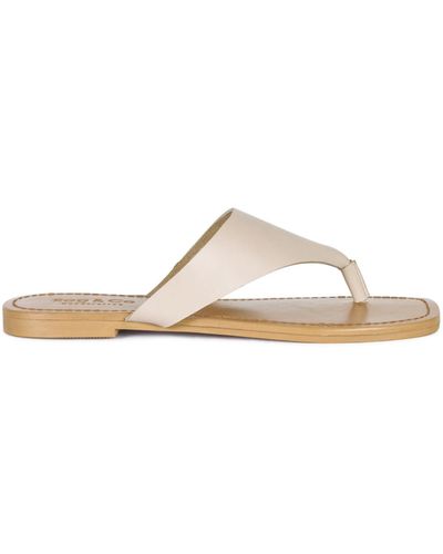 Rag & Co Orofer Latte Soft Leather Luxury Thong Flats - Natural