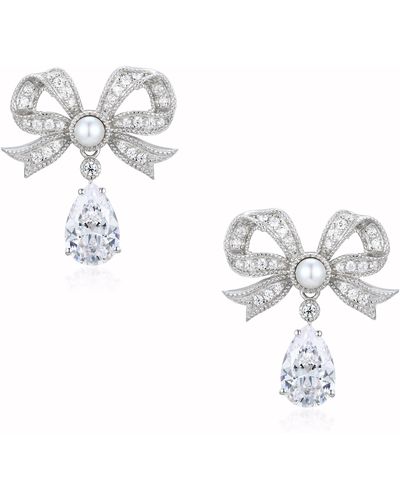 Santinni Grand Duchess Bow & Drop Earrings - Metallic