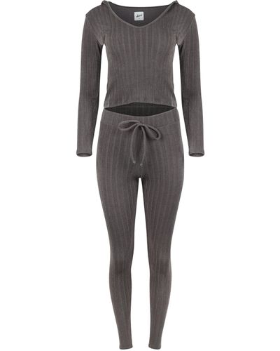 Lezat Miranda Cosy Jumper Hoodie & legging Set Charcoal - Grey