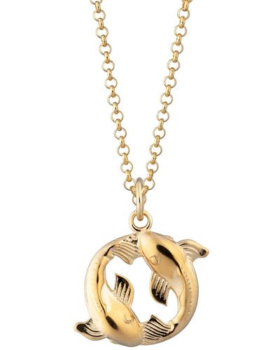 Lily Charmed Plated Koi Fish Pisces Zodiac Necklace - Metallic