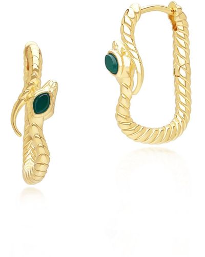 Gemondo Ecfew Chalcedony Snake Hoop Earrings In Gold Plated Sterling Silver - Metallic
