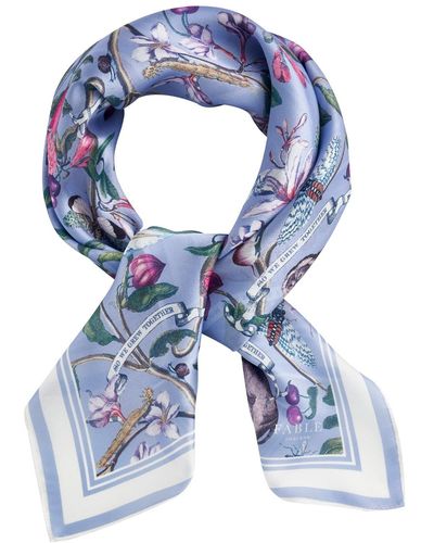 Fable England Tree Of Life Vintage Square Scarf - Blue