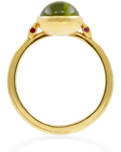 Lee Renee Snake Peridot & Rubies Ring Solid Gold - Metallic
